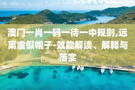 澳门一肖一码一待一中规则,远离虚假幌子-效能解读、解释与落实